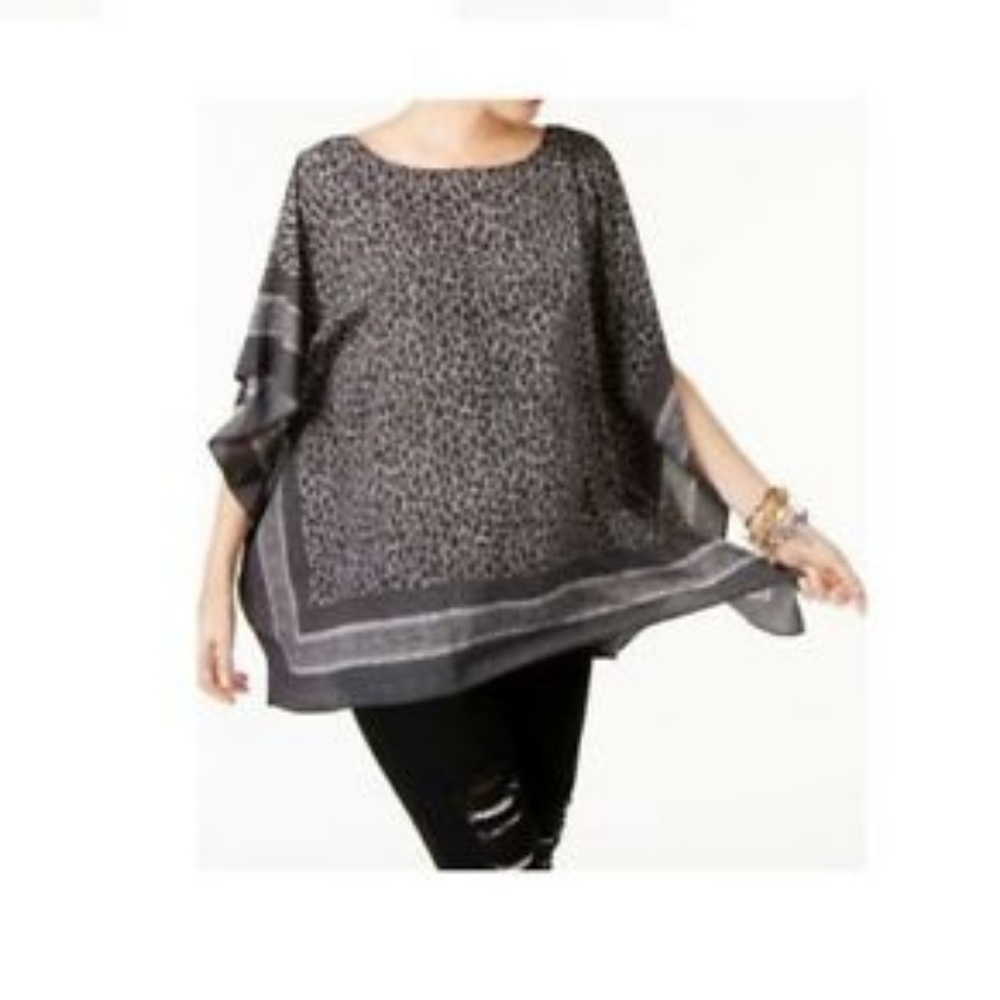 Michael Kors Leopard Print Poncho Blouse
